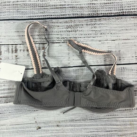 ZSKason Demi Bra size 34B Gray Pink Lace Underwire Lingerie - Picture 8 of 8